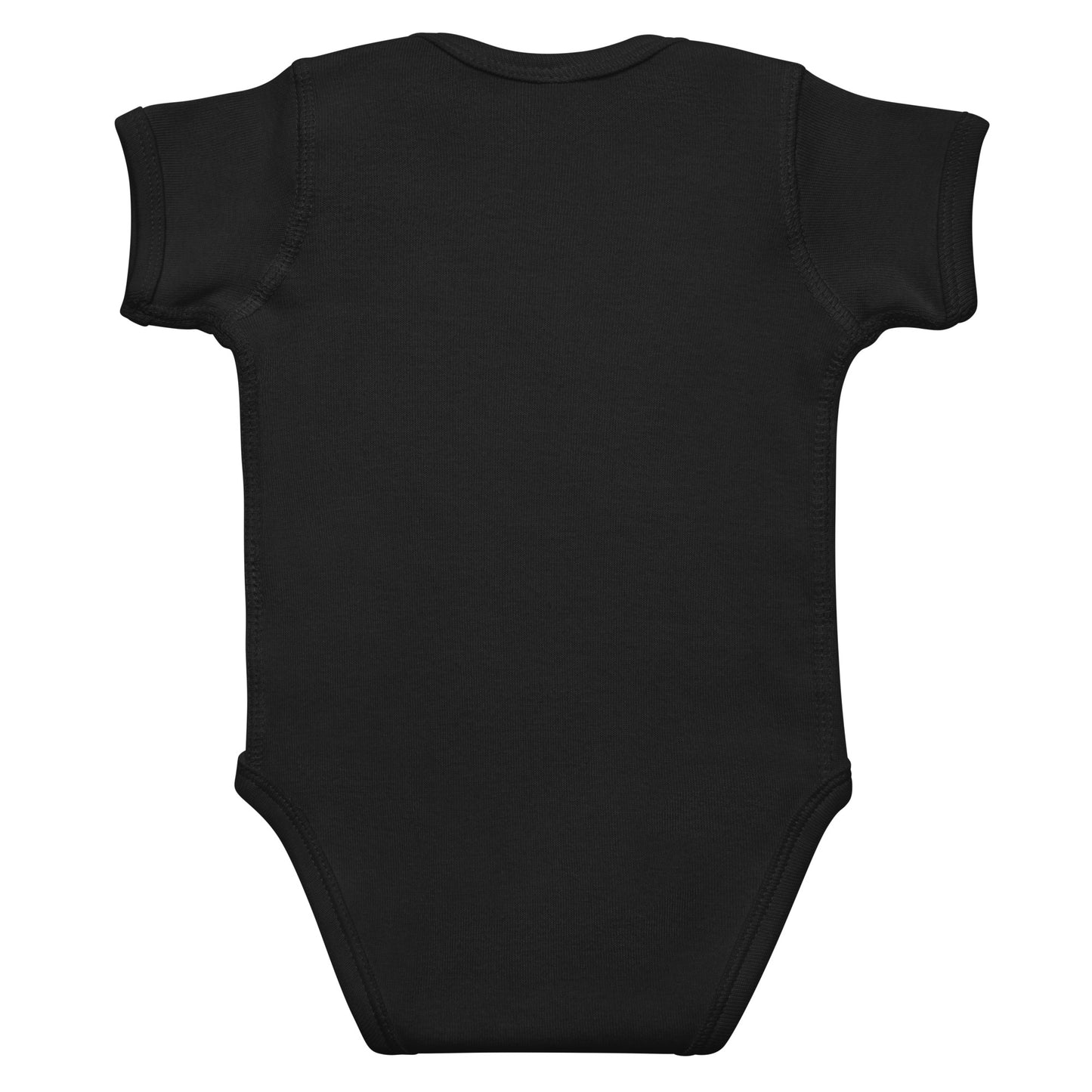 Black baby onesie on a white background