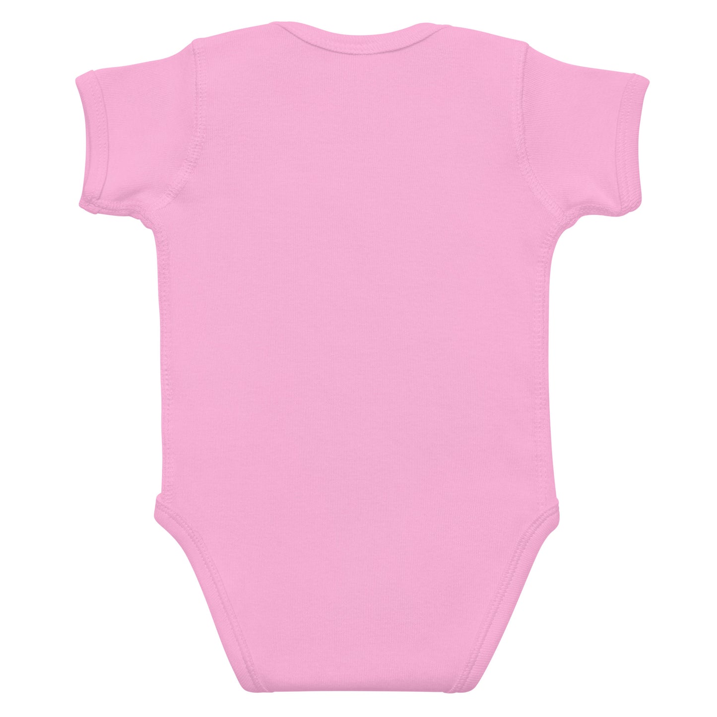 Pink baby onesie on a white background