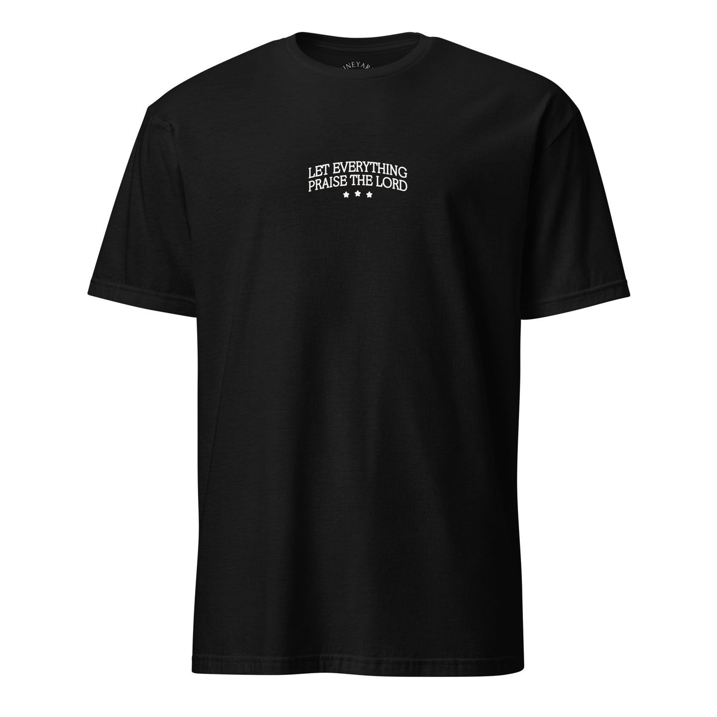 Black t-shirt with white text and graphics on a white background blessed sound