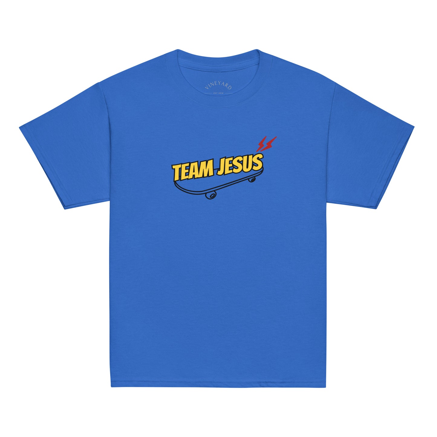 blue kids cotton crewneck t-shirt, Christian t-shirt by Vineyard T-Shirts